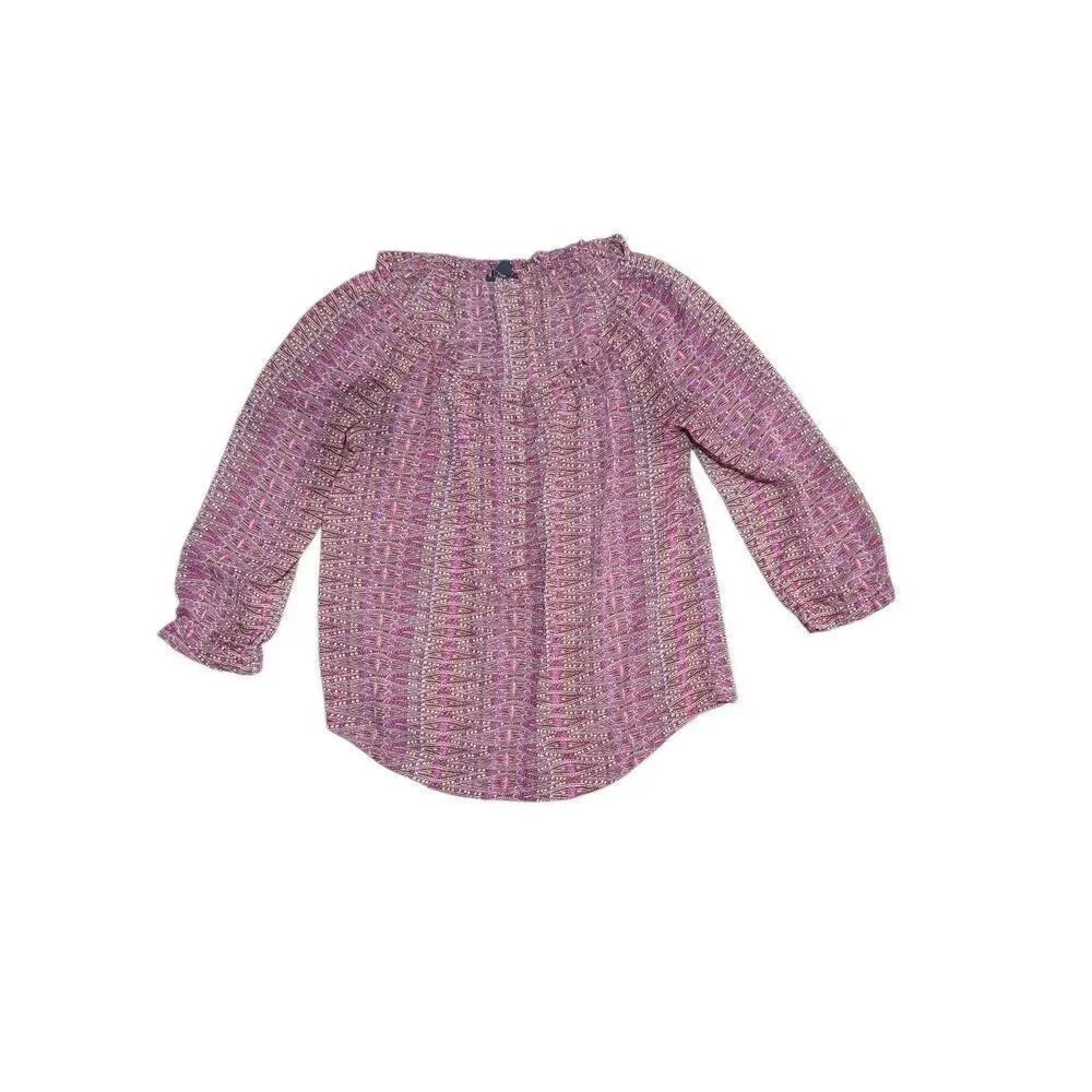 American Eagle Top Purple Boho Sheer 3/4 Sleeve Blouse Women's XS